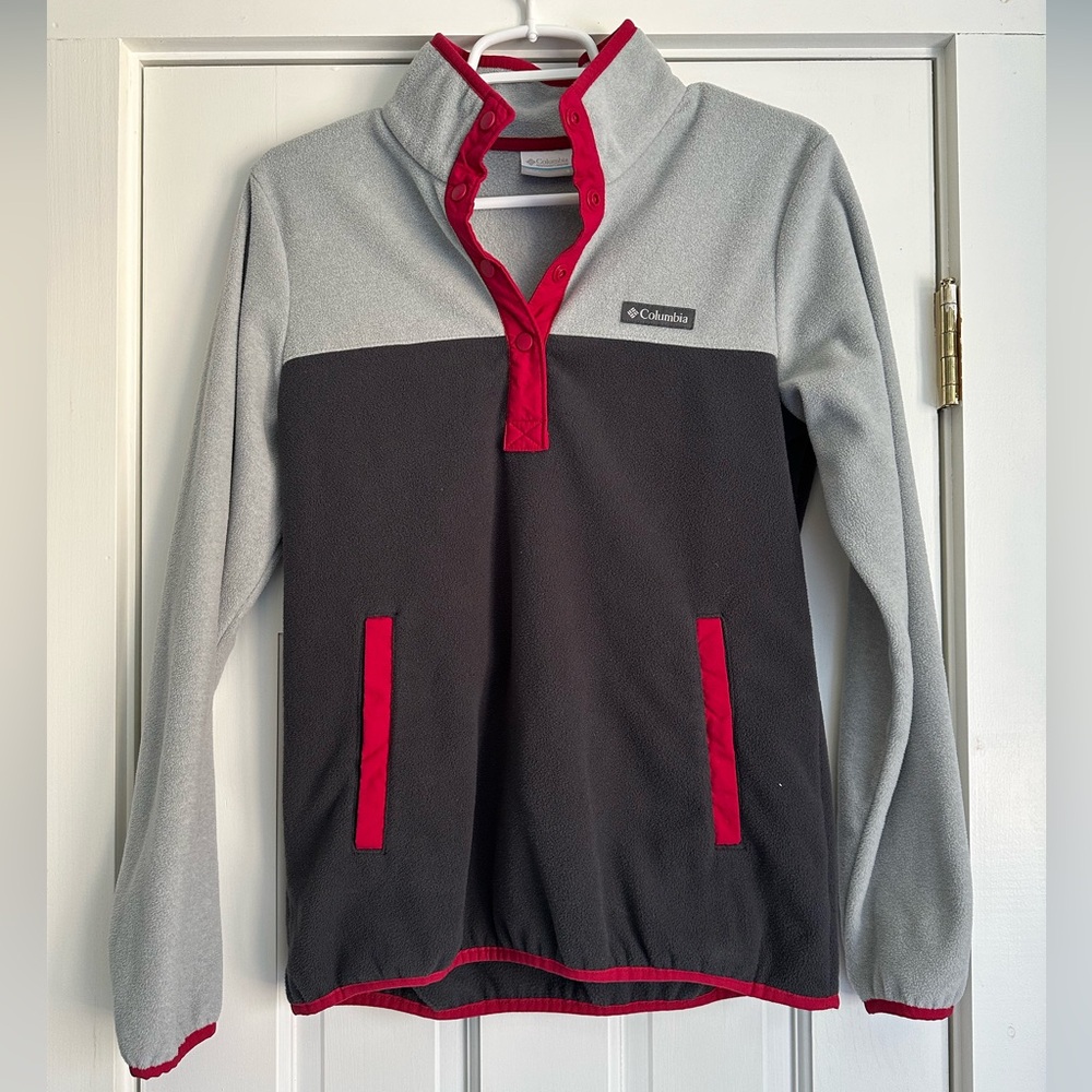 Columbia Half Snap Grey and Pink Fleece